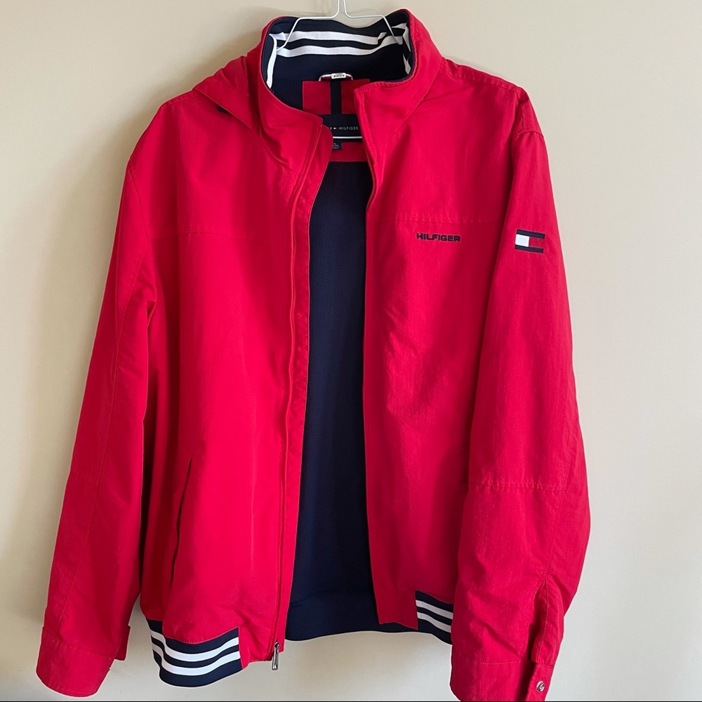 tommy hilfiger red bomber jacket
